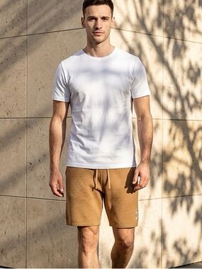 NWT Honor The Gift Men’s Tan Knit Basketball Shorts Embroidered Logo - Size XL